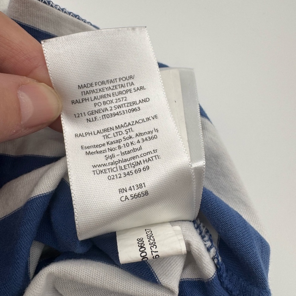 Polo by Ralph Lauren Women's Striped Navy and White Tee, Size Medium - Picture 10 of 11